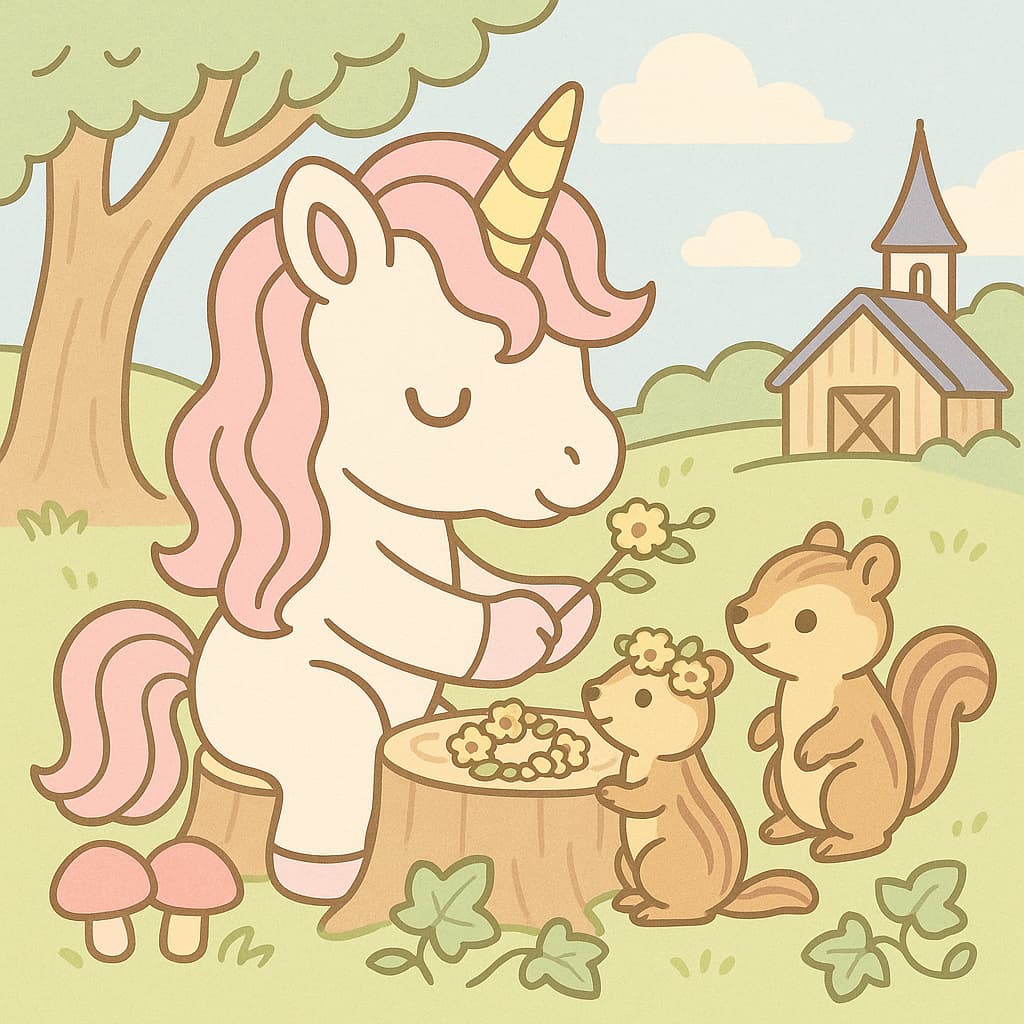 Image de coloriage d'artisanat forestier avec des fleurs et des amis