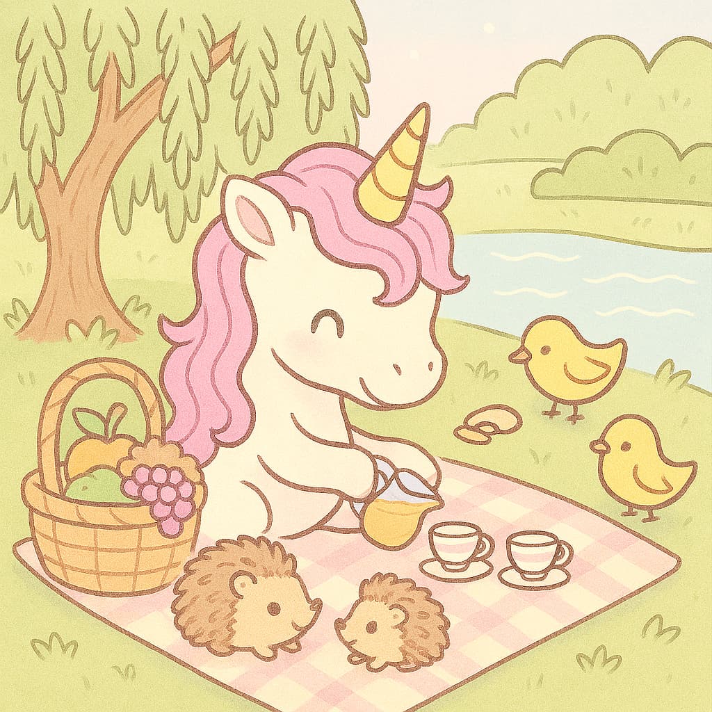 Image de coloriage d'un pique-nique au parc avec des oiseaux et un panier