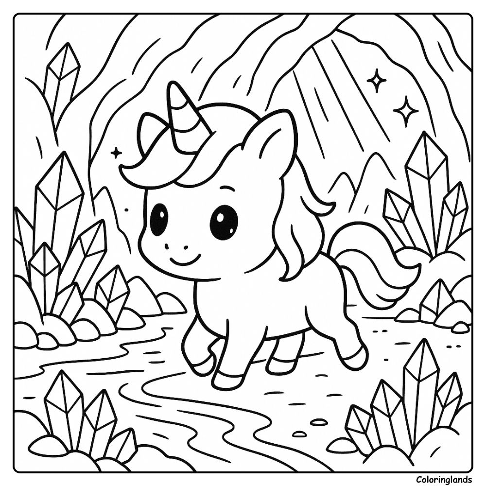 La grotte s'illuminait davantage à chaque pas de la licorne.