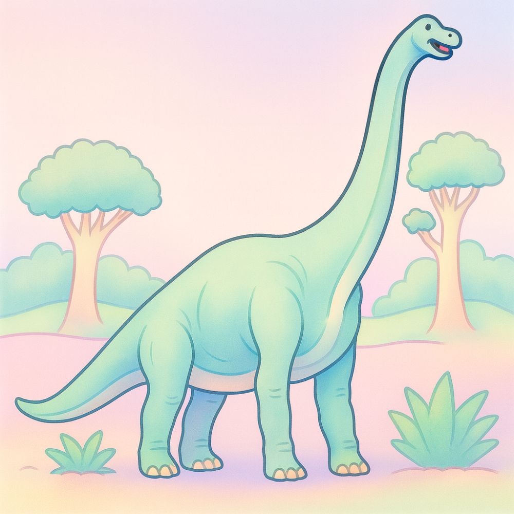 Idées de coloriage de brachiosaure dans une scène de prairie paisible