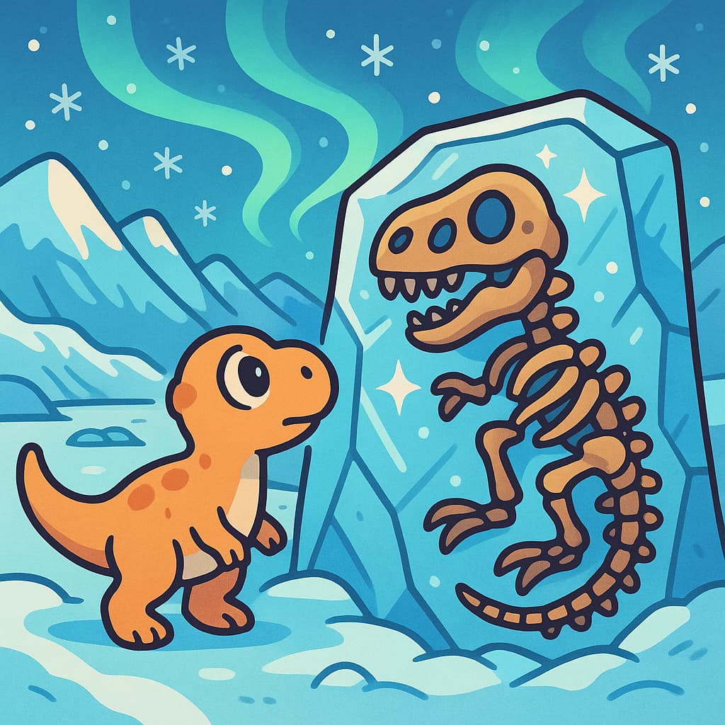 Idées de coloriage de fossiles de dinosaures avec grotte glacée et bébé dino