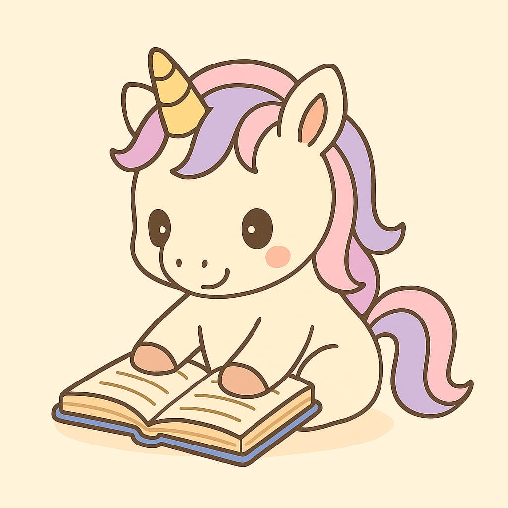 Un moment doux de coloriage licorne facile avec un livre