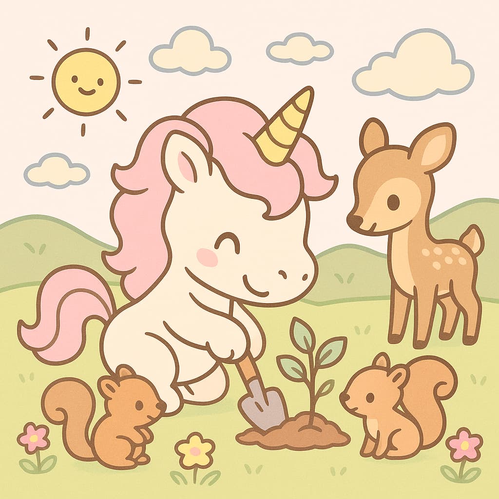 Licorne et amis de la forêt avec un cerf