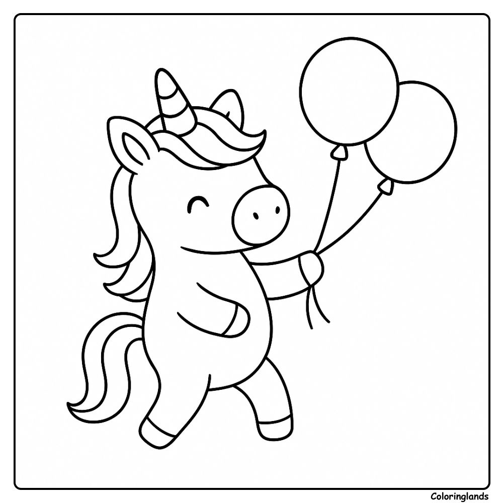 Ambiance festive avec licorne et ballons flottants