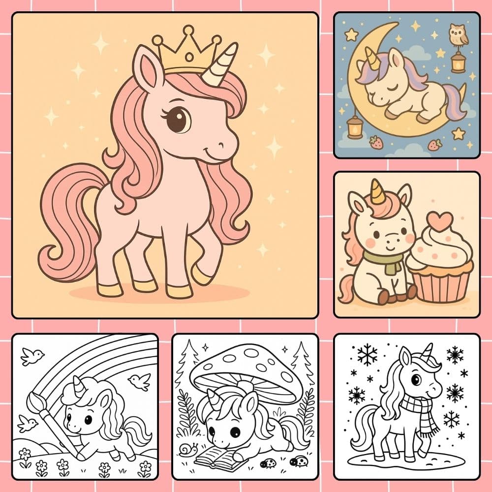 Pages à colorier de licorne faciles à imprimer