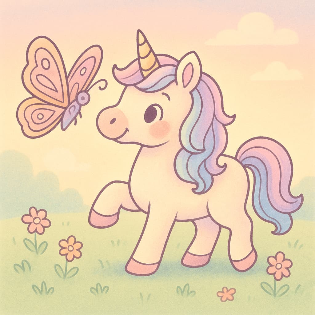 Dessin de licorne et papillon pour la maternelle