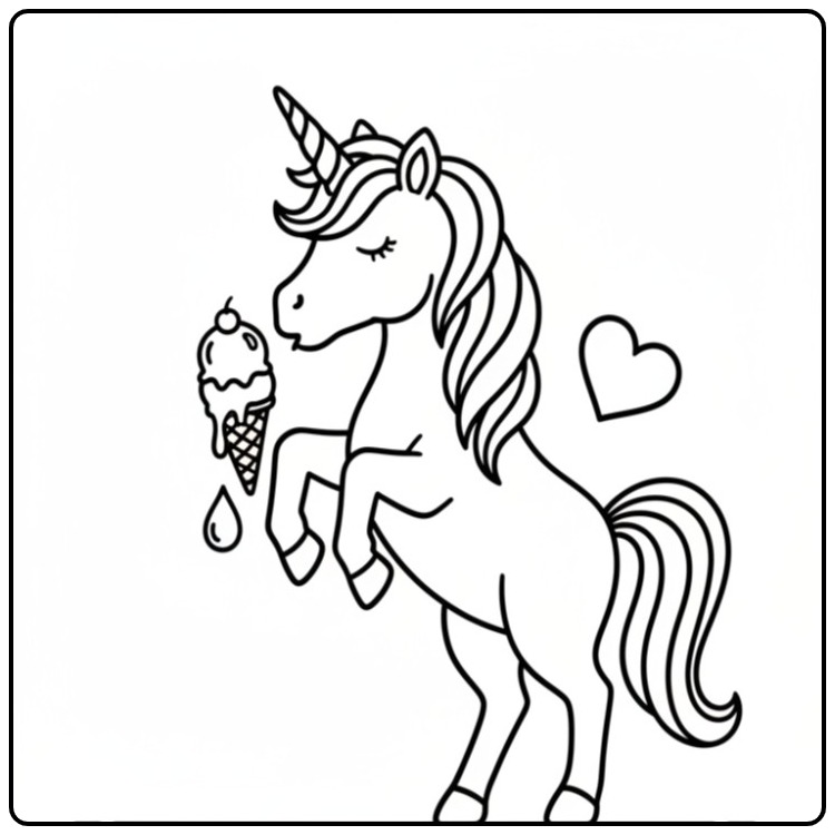 Coloriage glace licorne magique! Téléchargez et coloriez!