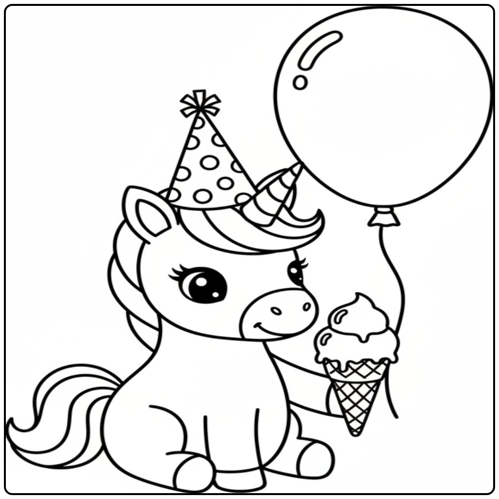 Adorable coloriage glace licorne, à colorier sans attendre!