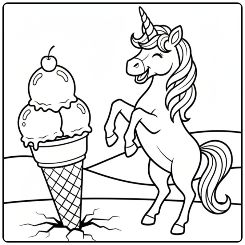 Un coloriage glace licorne magique! Amuse toi bien!