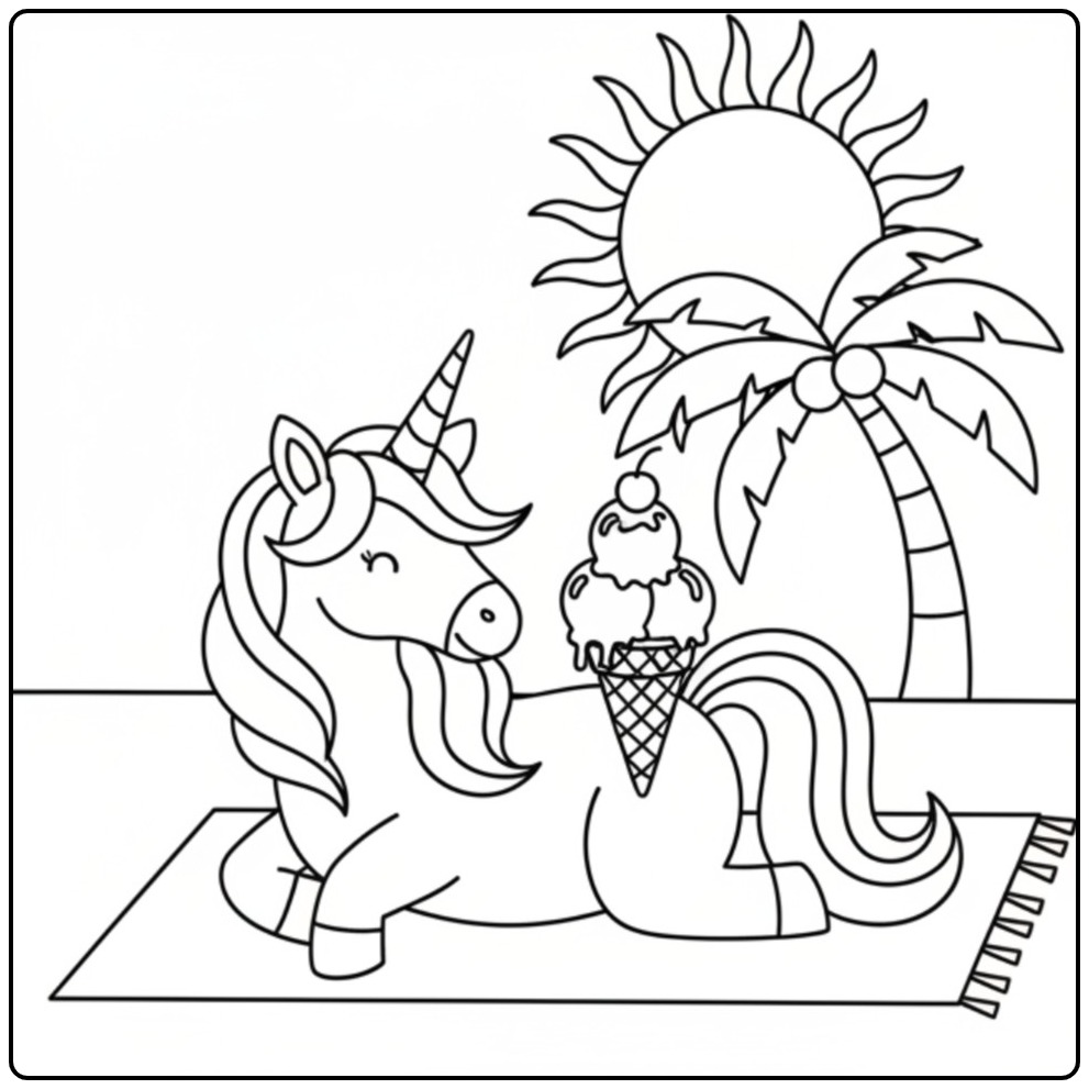 Adorable coloriage glace licorne. Amusez vous bien!