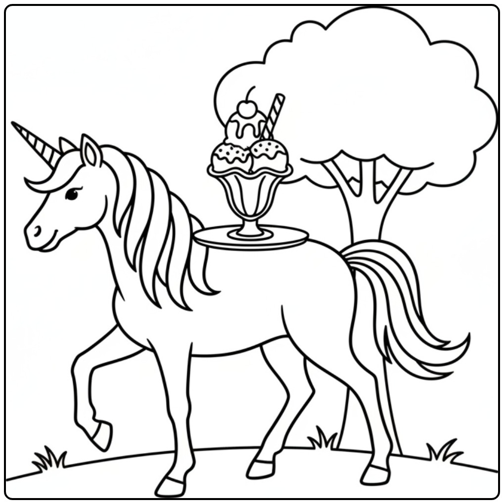 Dessin licorne glace, amusez vous avec ce coloriage glace licorne !