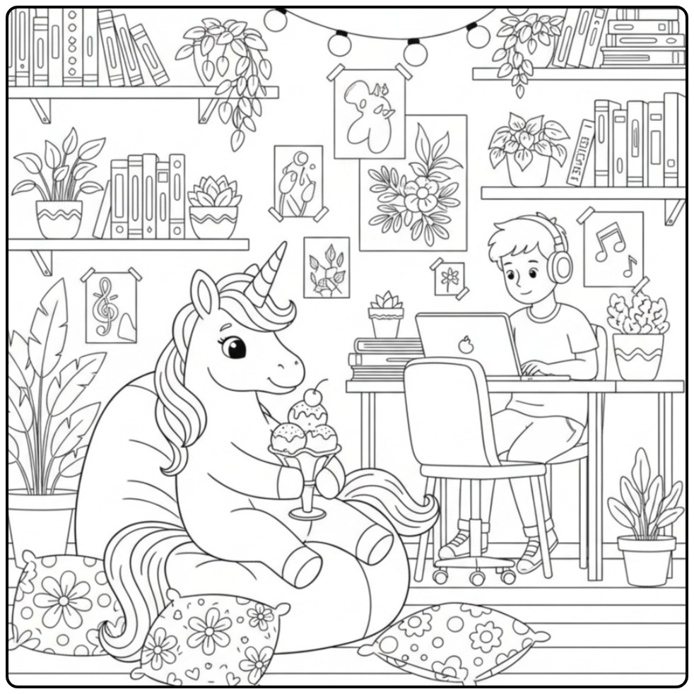 Image coloriage glace licorne sympa et amusante.