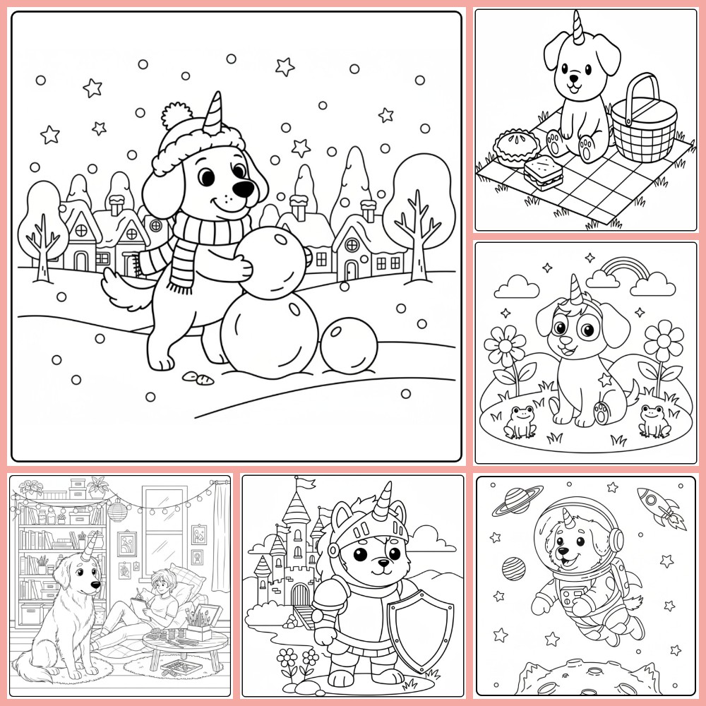 Coloriage chien licorne à imprimer gratuits PDF