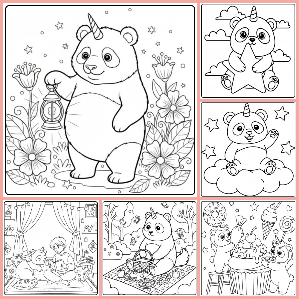 Coloriage panda licorne à imprimer PDF gratuits