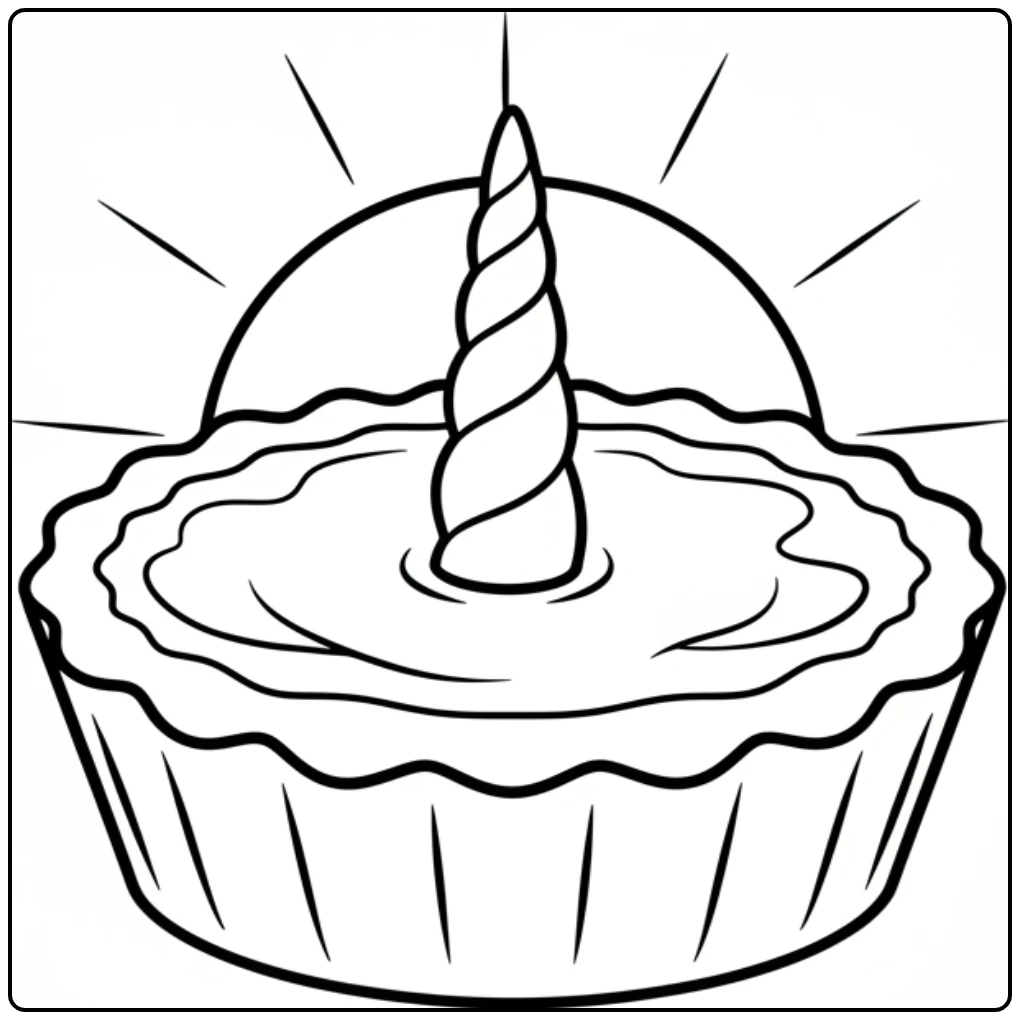 Un joli coloriage gateau licorne avec un pastel de nata magique.