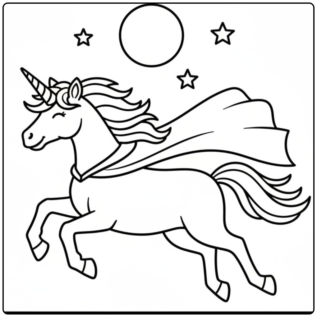 Un super-héros pour un coloriage licorne halloween magique.