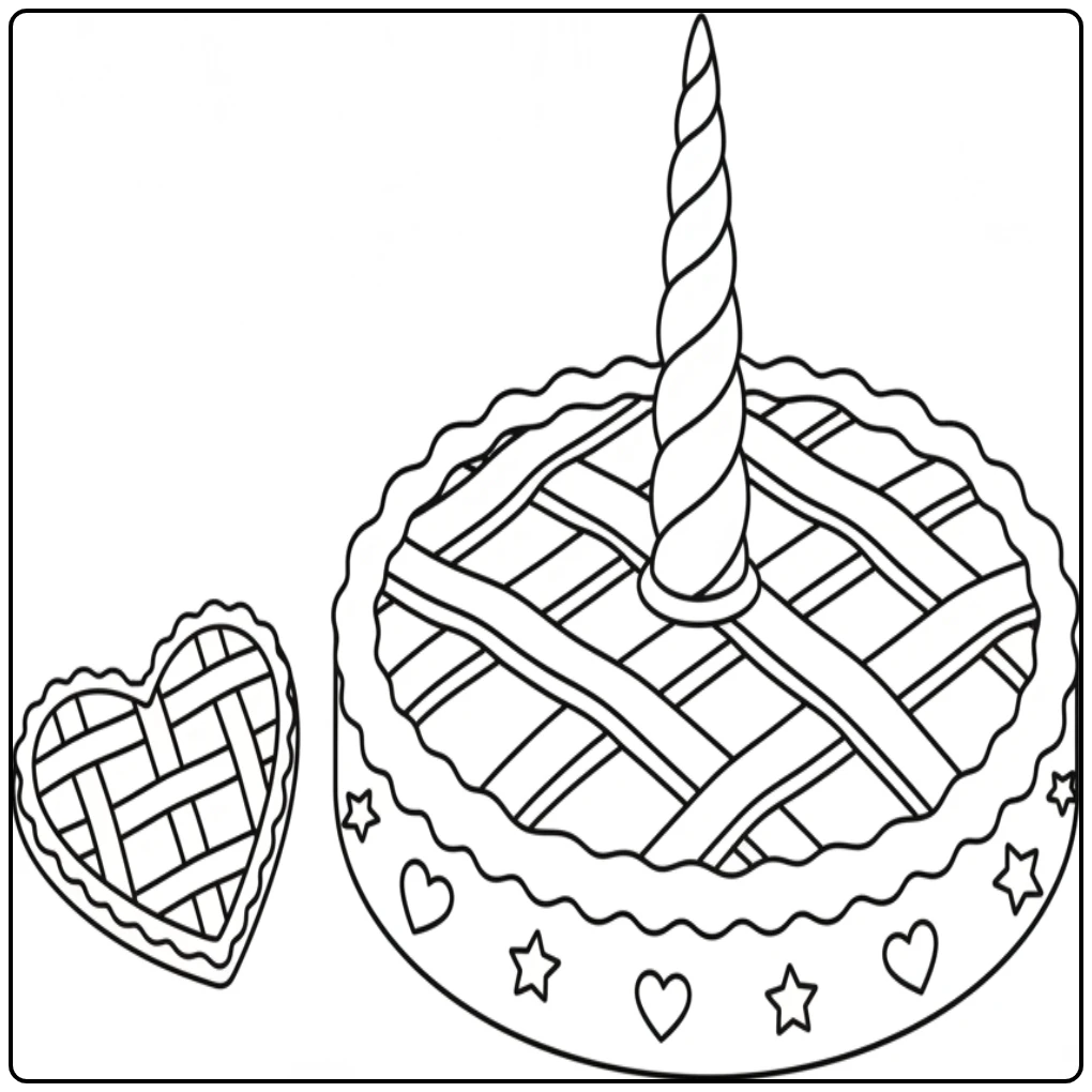 Dessin d'une tarte Linzer pour un coloriage gateau licorne.