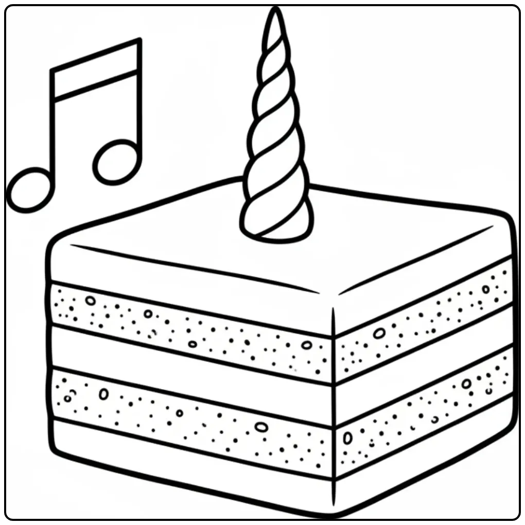 Un dessin élégant pour un coloriage gateau licorne opéra.